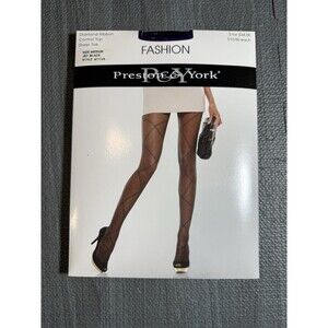 Preston & York Women's Diamond Ribbon Control Top Sheet Toe Med Jet Black 67175A
